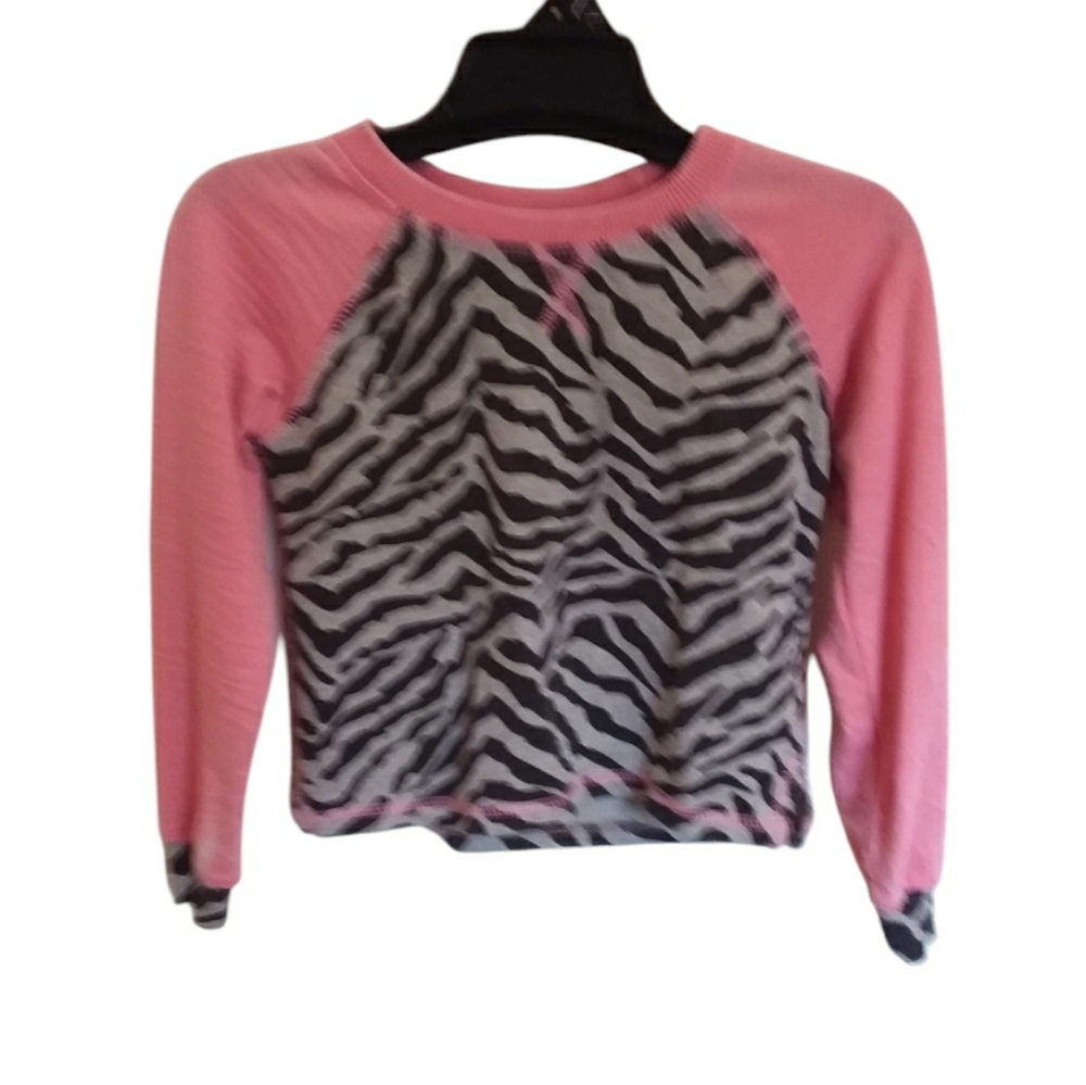 C&C CALIFORNIA  Girls Piink And Grey Zebra Print Top